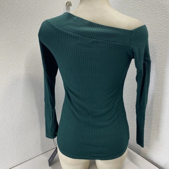 NEW MICHAEL LAUREN Womens Mapels Long Sleeve One Shoulder Top Size M Evergreen - Picture 7 of 11